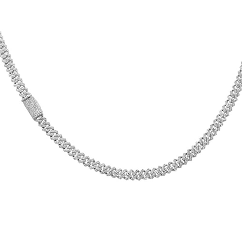 SPECIAL!5mm 4.62ct G SI 14K White Gold Round Diamond Square Cuban Necklace 20" Long
