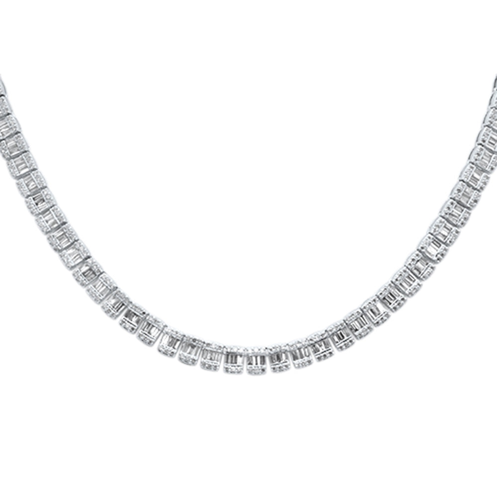 SPECIAL!5.92ct G SI 14K White Gold Round & Baguette Diamond Tennis Necklace 22" Long