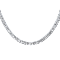 SPECIAL!5.92ct G SI 14K White Gold Round & Baguette Diamond Tennis Necklace 22" Long