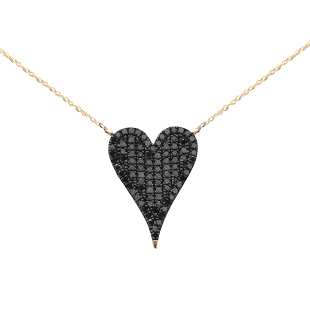 SPECIAL! .72ct G SI 14K Yellow Gold Diamond Heart Shape Black Diamond Pendant Necklace 18" Long Chain
