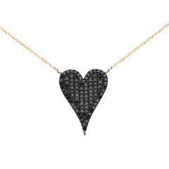 SPECIAL! .72ct G SI 14K Yellow Gold Diamond Heart Shape Black Diamond Pendant Necklace 18" Long Chain