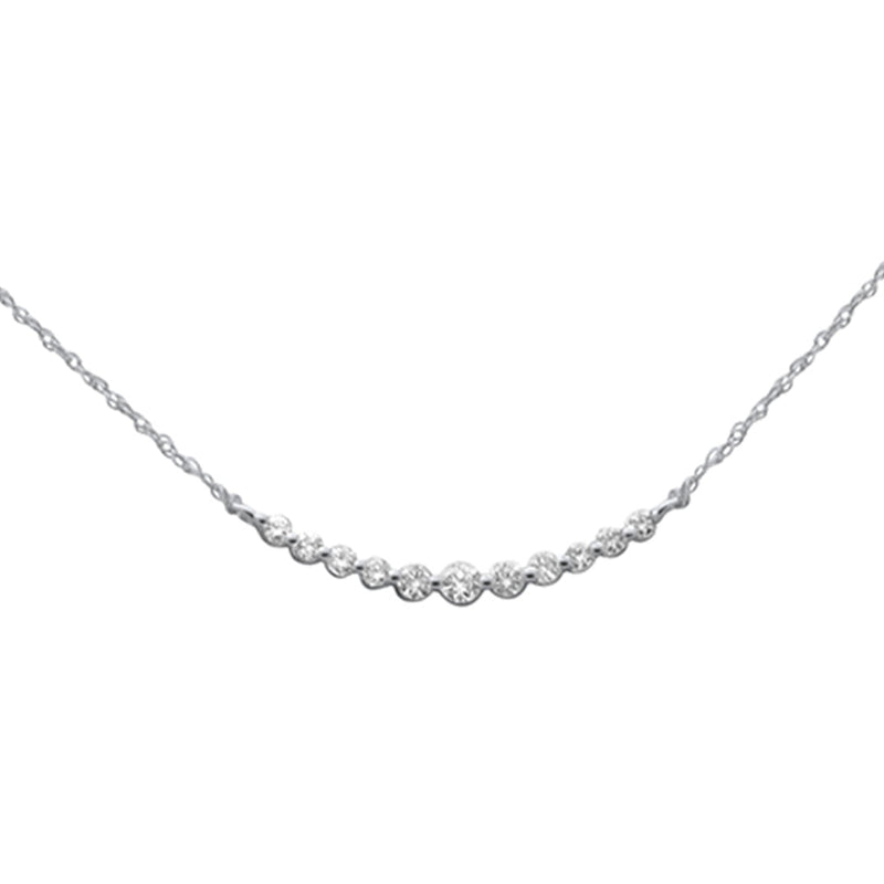 SPECIAL! .25ct G SI 14K White Gold Graduated Set Diamond Pendant Necklace 18" Long Chain