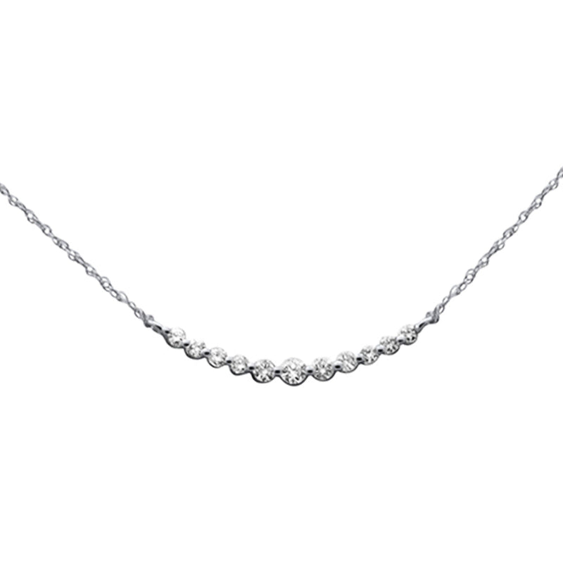 SPECIAL! .25ct G SI 14K White Gold Graduated Set Diamond Pendant Necklace 18" Long Chain