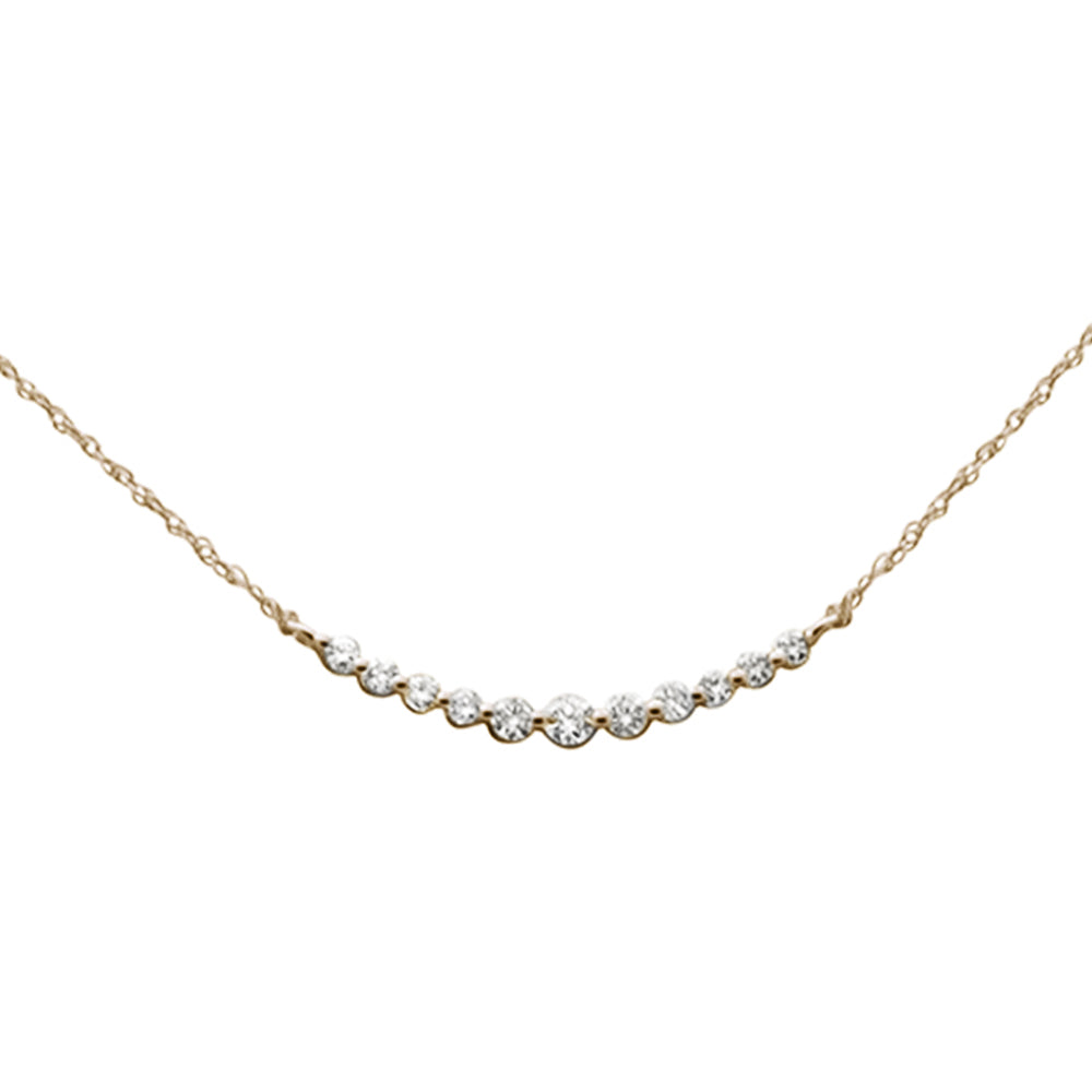 .25ct G SI 14K Yellow Gold Graduated Set Diamond Pendant Necklace 18" Long Chain