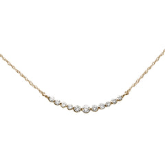.25ct G SI 14K Yellow Gold Graduated Set Diamond Pendant Necklace 18" Long Chain