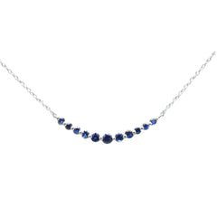 .30ct G SI 14K White Gold Blue Sapphire Gemstones Pendant Necklace 18" Long Chain