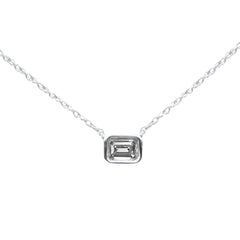 SPECIAL! .22ct G SI 14K White Gold Emerald Shape Diamond Pendant Necklace 18" Long Chain
