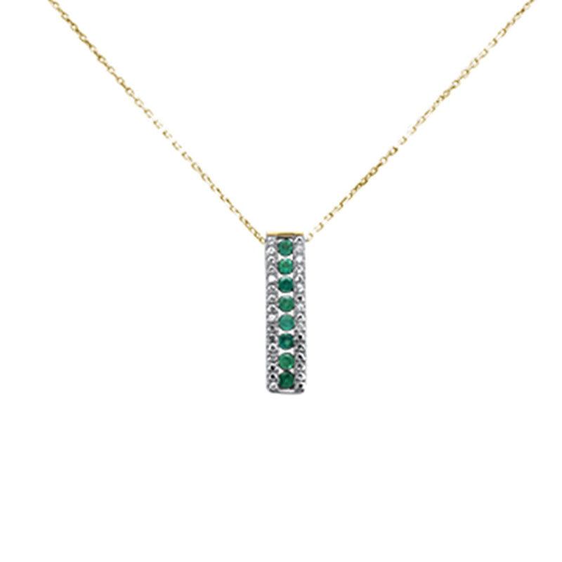 SPECIAL!.61ct G SI 14K Yellow Gold Diamond & Emerald Gemstones Pendant Necklace 18" Long Chain