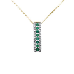 SPECIAL!.61ct G SI 14K Yellow Gold Diamond & Emerald Gemstones Pendant Necklace 18" Long Chain