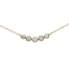 .17ct G SI 14K Yellow Gold 5 Diamond Trendy Pendant Necklace16+2" Ext.