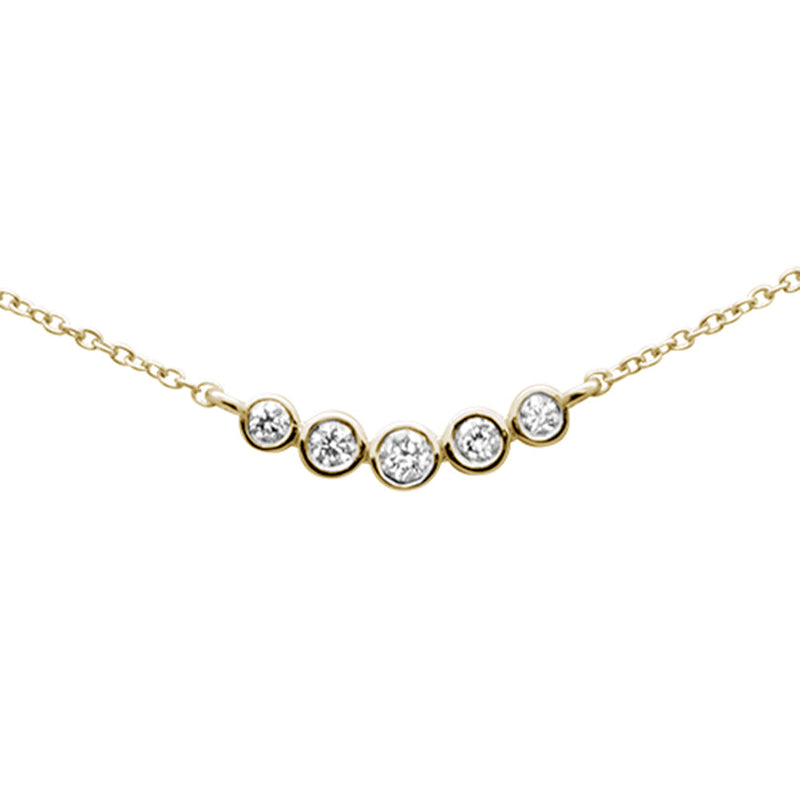 .17ct G SI 14K Yellow Gold 5 Diamond Trendy Pendant Necklace16+2" Ext.