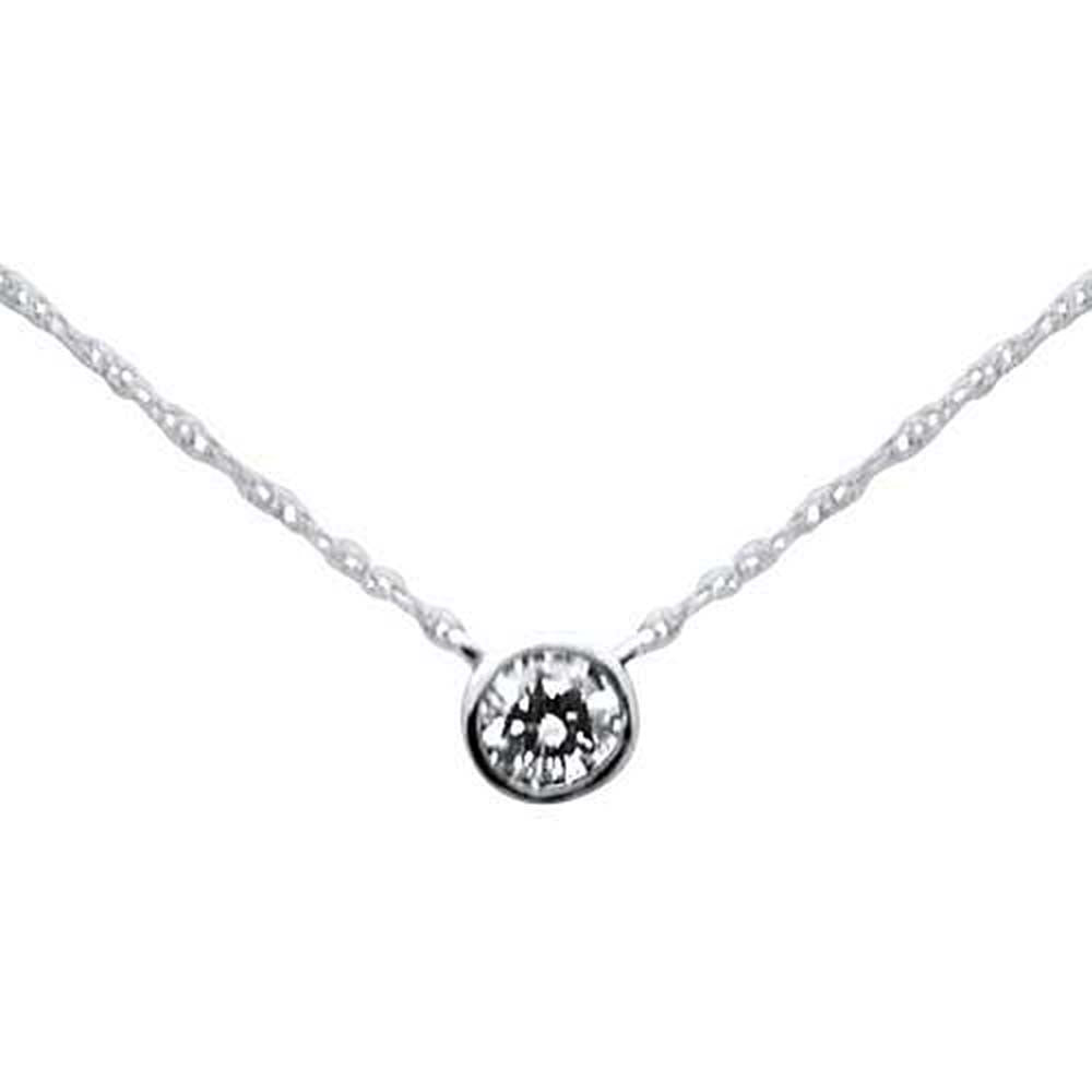 SPECIAL!.22ct G SI 14K White Gold Diamond Solitaire Pendant Necklace 18" Long Chain