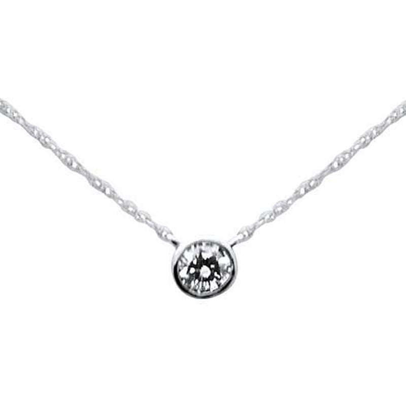 SPECIAL!.22ct G SI 14K White Gold Diamond Solitaire Pendant Necklace 18" Long Chain
