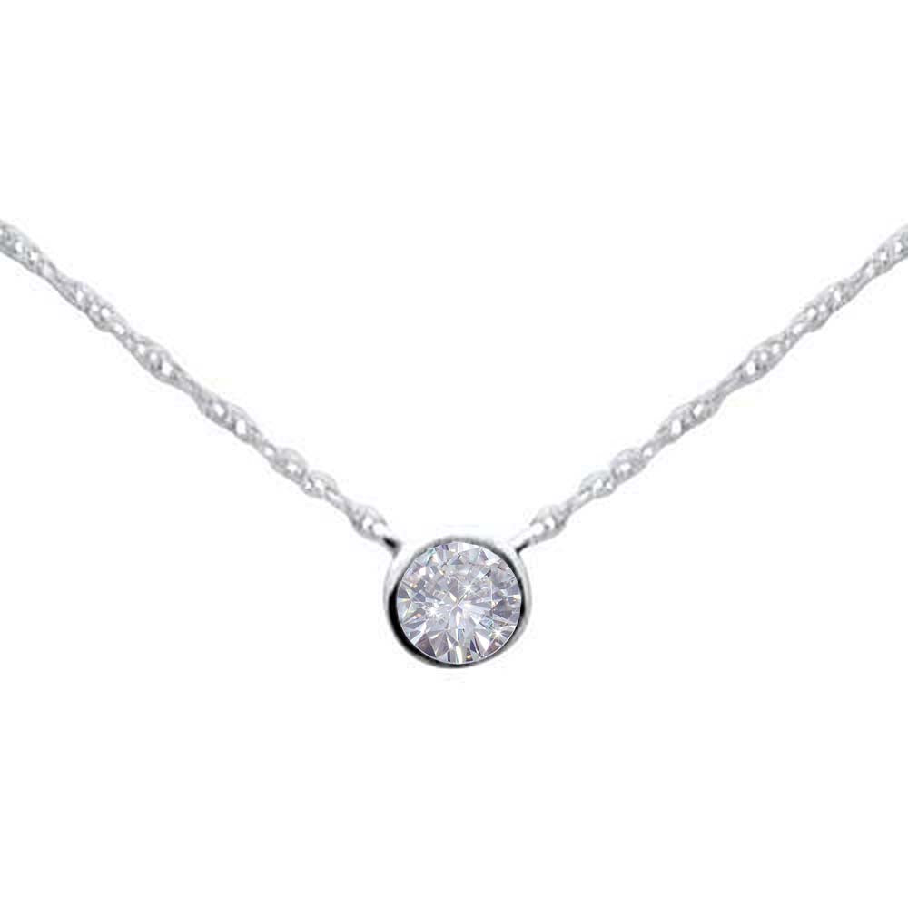 SPECIAL!.22ct G SI 14K White Gold Diamond Solitaire Pendant Necklace 18" Long Chain