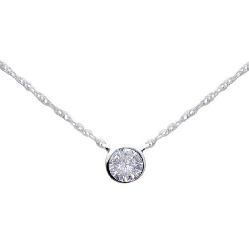 SPECIAL!.22ct G SI 14K White Gold Diamond Solitaire Pendant Necklace 18" Long Chain