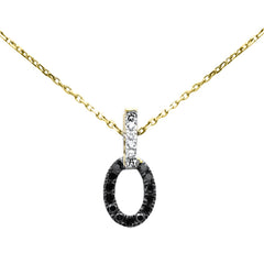 .20ct G SI 14K Yellow Gold Black & White Diamond Pendant Necklace 18" Long Chain