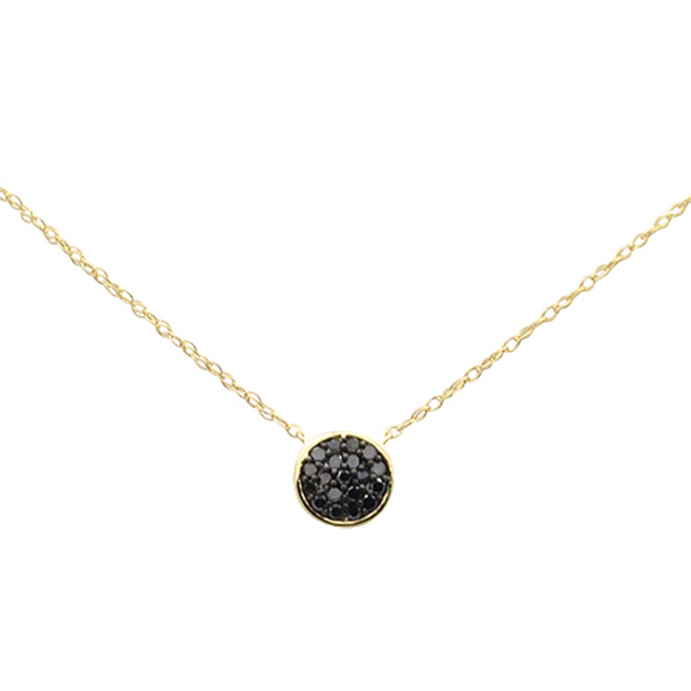 .10ct G SI 14K Yellow Gold Black Diamond Round Pendant Necklace 18" Long Chain