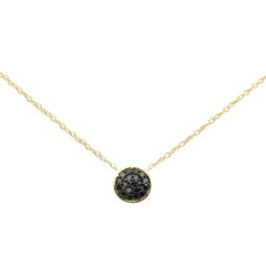 .10ct G SI 14K Yellow Gold Black Diamond Round Pendant Necklace 18" Long Chain