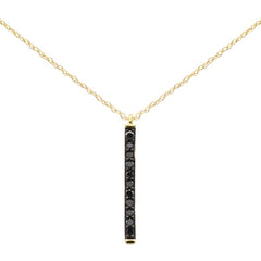 .18ct G SI 14K Yellow Gold Black Diamond Drop Pendant Necklace 18" Long Chain