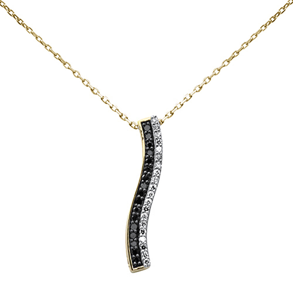 SPECIAL! .22ct G SI 14K Yellow Gold Black Diamond Drop Pendant Necklace 18" Long Chain
