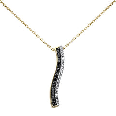 SPECIAL! .22ct G SI 14K Yellow Gold Black Diamond Drop Pendant Necklace 18" Long Chain