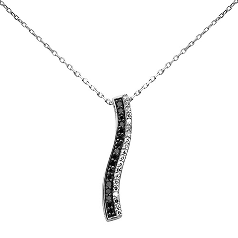 SPECIAL! .23ct G SI 14K White Gold Black Diamond Drop Pendant Necklace 18" Long Chain