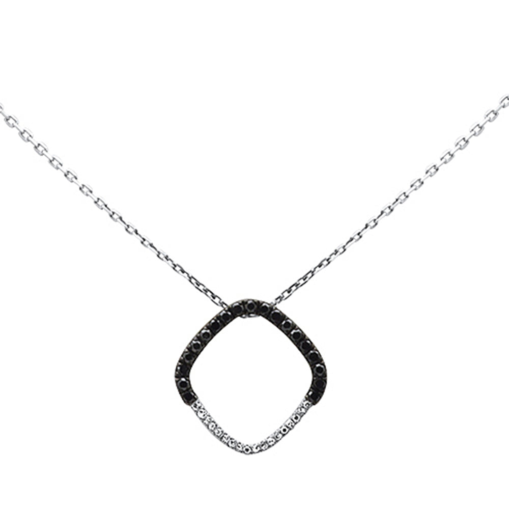 .20ct G SI 14K White Gold Black & White Diamond Pendant Necklace 18" Long Chain