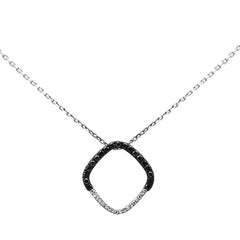 .20ct G SI 14K White Gold Black & White Diamond Pendant Necklace 18" Long Chain