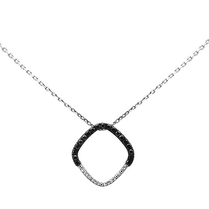 .20ct G SI 14K White Gold Black & White Diamond Pendant Necklace 18" Long Chain