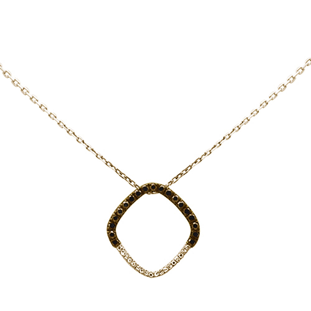 .20ct G SI 14K Yellow Gold Black & White Diamond Pendant Necklace 18" Long Chain
