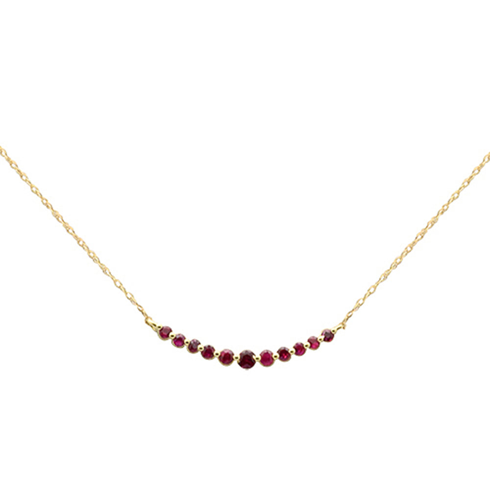 .36ct G SI 14K Yellow Gold Ruby Gemstones Pendant Necklace 18" Long Chain