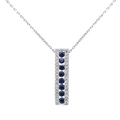 SPECIAL! .72ct G SI 14K White Gold Diamond & Blue Sapphire Gemstones Pendant Necklace 18" Long Chain