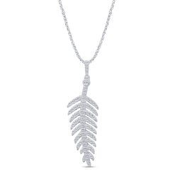 SPECIAL! .30ct G SI 14K White Gold Diamond Leaf Pendant Necklace 18" Long Chain