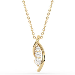 SPECIAL!.33ct G SI 14K Yellow Gold Three Stone Diamond Pendant Necklace  18" Long Chain