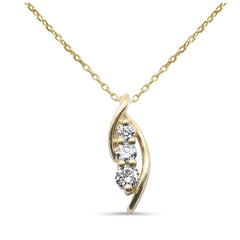 SPECIAL!.33ct G SI 14K Yellow Gold Three Stone Diamond Pendant Necklace  18" Long Chain