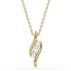 SPECIAL!.25ct G SI 14K Yellow Gold Three Stone Diamond Pendant Necklace  18" Long Chain