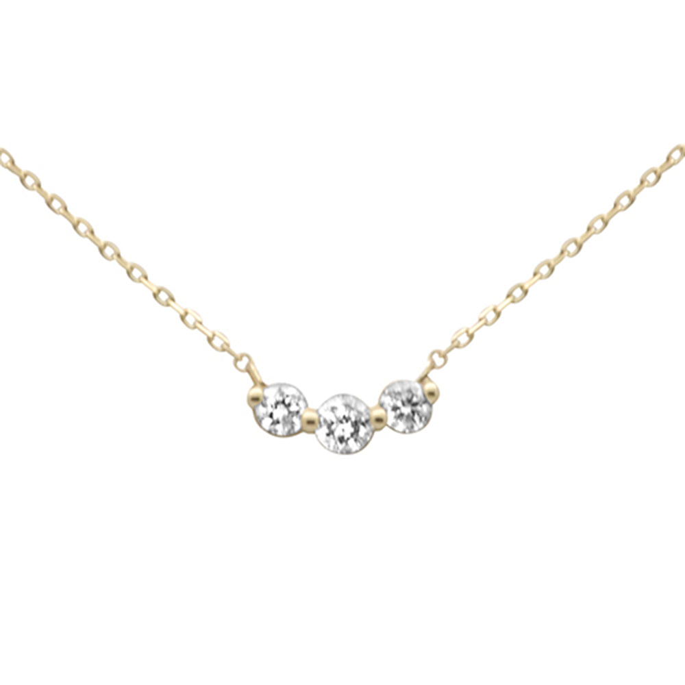 SPECIAL! .25ct G SI 14K Yellow Gold Three Stone Diamond Pendant Necklace  18" Long Chain
