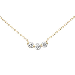 SPECIAL! .25ct G SI 14K Yellow Gold Three Stone Diamond Pendant Necklace  18" Long Chain
