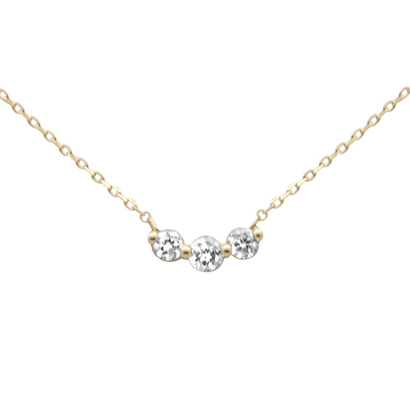 SPECIAL! .25ct G SI 14K Yellow Gold Three Stone Diamond Pendant Necklace  18" Long Chain