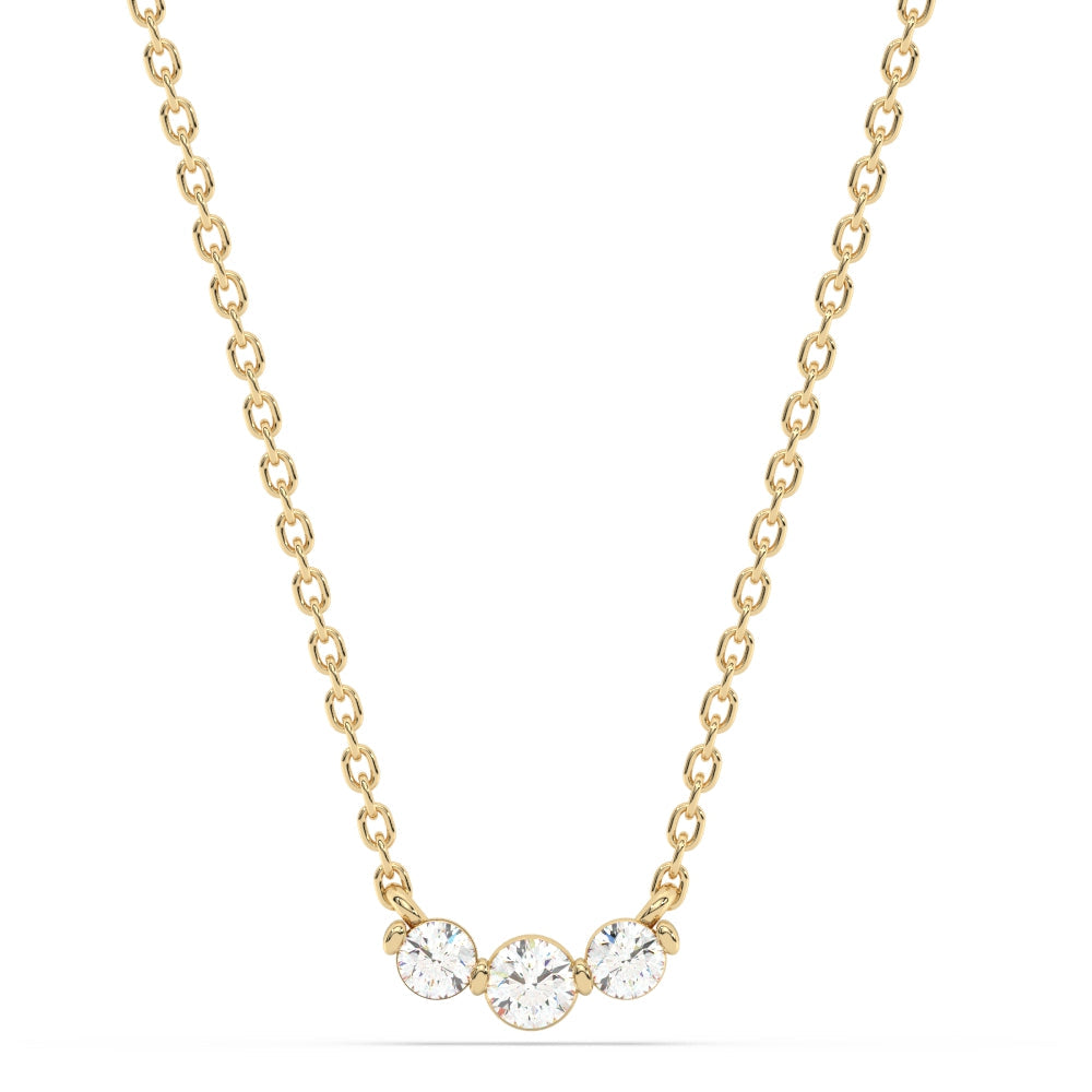 SPECIAL! .25ct G SI 14K Yellow Gold Three Stone Diamond Pendant Necklace  18" Long Chain