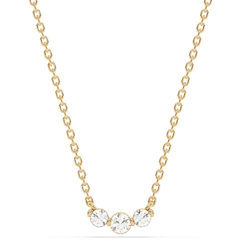 SPECIAL! .25ct G SI 14K Yellow Gold Three Stone Diamond Pendant Necklace  18" Long Chain