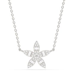 SPECIAL!.25ct G SI 14K White Gold Round & Baguette Diamond Pendant Necklace 18" Long Chain