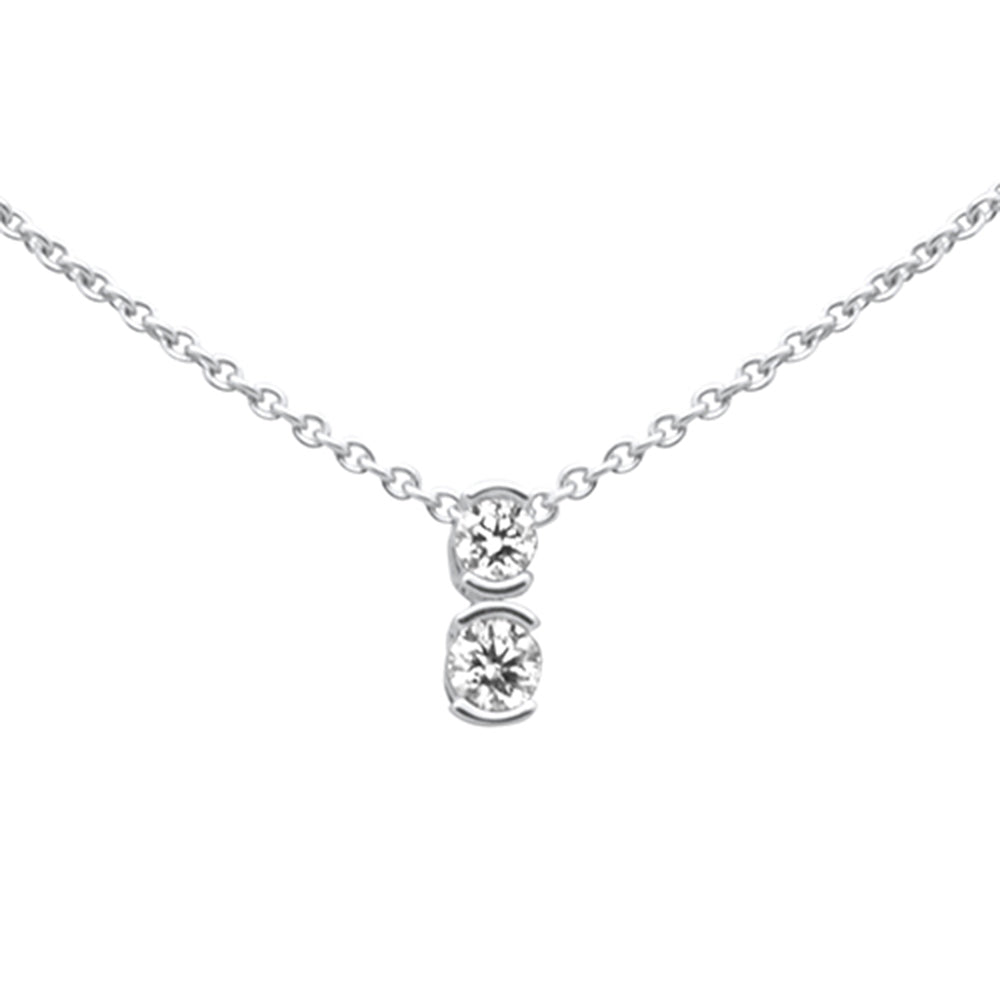SPECIAL!.25ct G SI 14K White Gold Two Stone Diamond Pendant Necklace  14+2" Ext. Chain