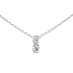 SPECIAL!.25ct G SI 14K White Gold Two Stone Diamond Pendant Necklace  14+2" Ext. Chain