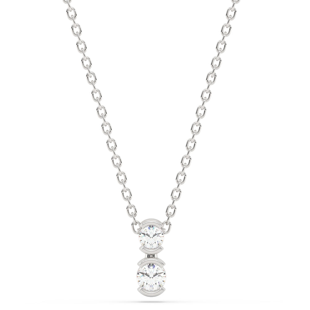 SPECIAL!.25ct G SI 14K White Gold Two Stone Diamond Pendant Necklace  14+2" Ext. Chain
