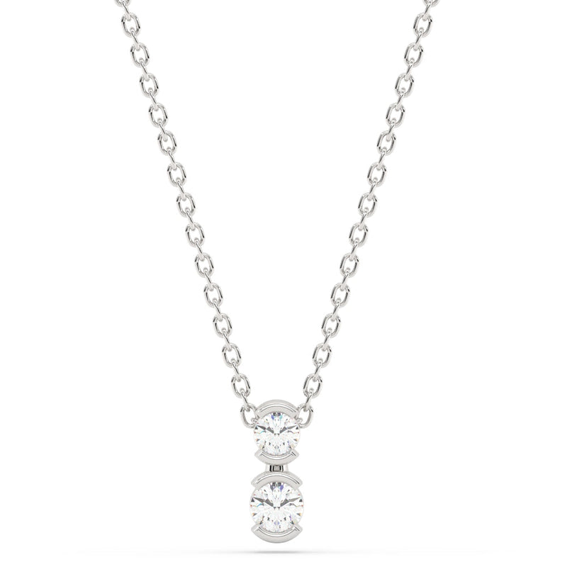 SPECIAL!.25ct G SI 14K White Gold Two Stone Diamond Pendant Necklace  14+2" Ext. Chain