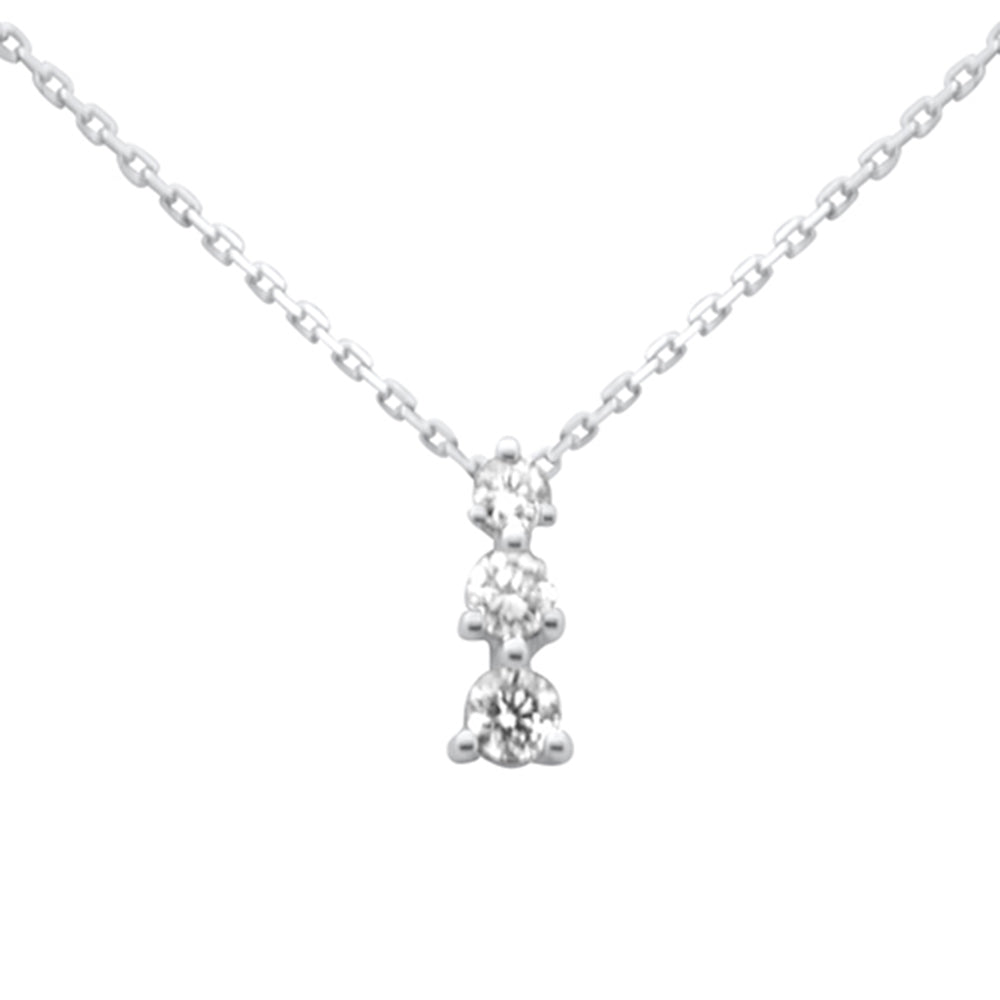 SPECIAL!.33ct G SI 14K White Gold Three Stone Diamond Pendant Necklace  18" Long Chain