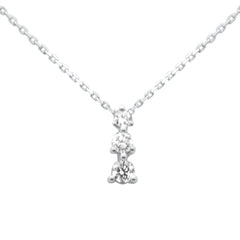 SPECIAL!.33ct G SI 14K White Gold Three Stone Diamond Pendant Necklace  18" Long Chain