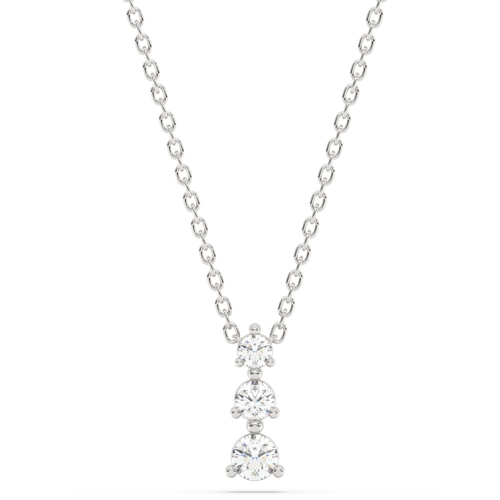SPECIAL!.33ct G SI 14K White Gold Three Stone Diamond Pendant Necklace  18" Long Chain