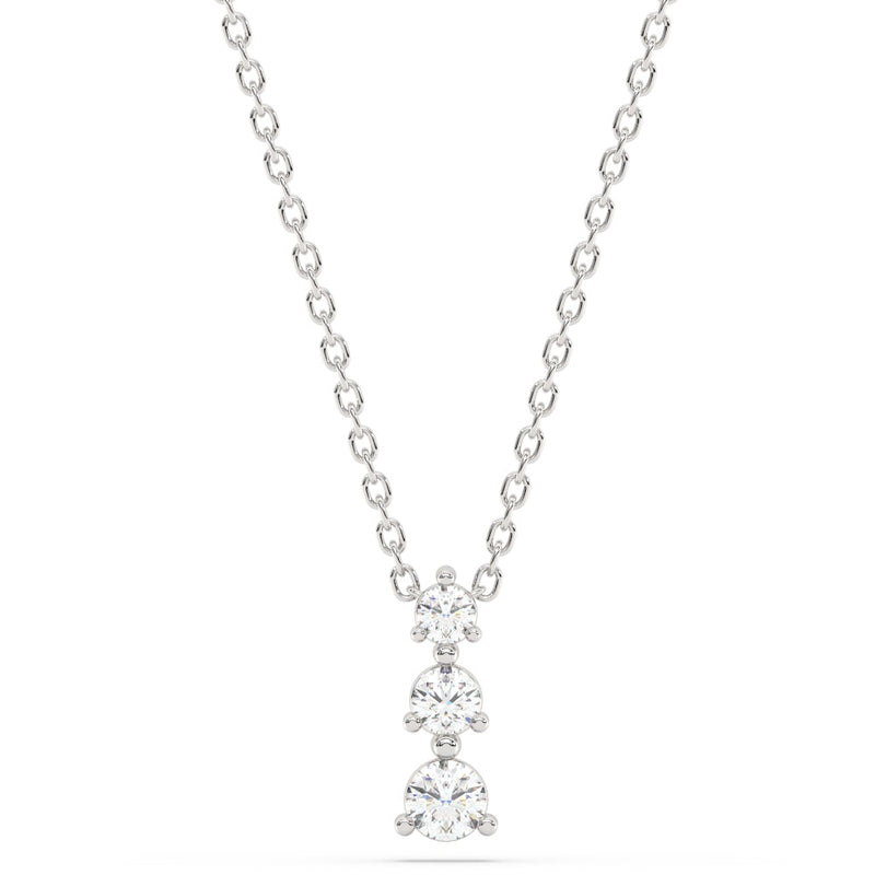 SPECIAL!.33ct G SI 14K White Gold Three Stone Diamond Pendant Necklace  18" Long Chain